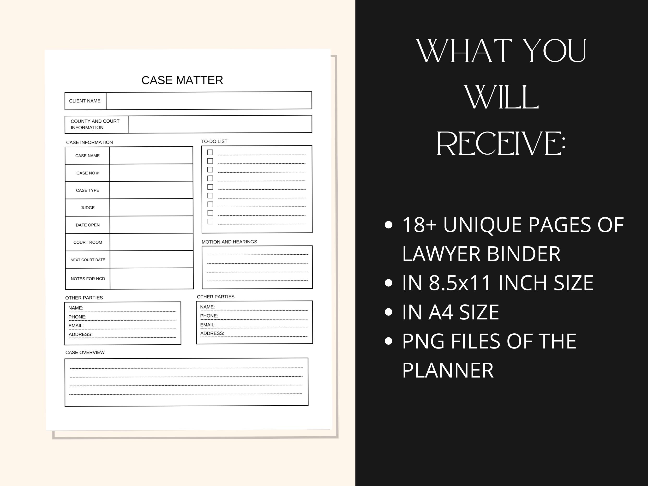 Lawyer Planner Lawyer Organizer Paralegal Case Tracker Legal Tracker