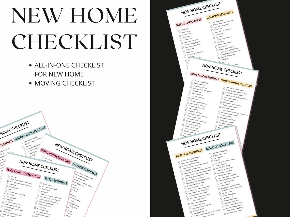 New Home Essentials Checklist New Home Checklist Home Etsy New Home Essentials Checklist New Home Checklist Home Etsy