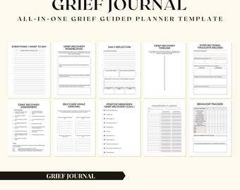 Printable Guided Grief Journal PDF, Grief Journal Prompts, Grief Worksheets, Grief Tracker, Healing Workbook, Grief Therapy, Writing Therapy