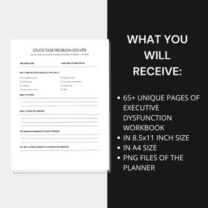 Exekutive Dysfunktion Workbook druckbare, ADHS Selbsthilfe, Aufgaben Lähmung, Dopamin-Menü, Zeitblindheit, tägliches Rückstellungssystem, Gehirndump Bild 8