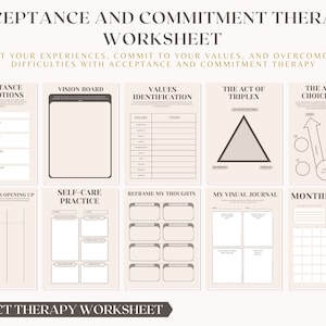 Printable Acceptance Therapy Worksheets - Mindfulness, DBT, and ACT Techniques, CBT Values Bullseyes, Therapy, Mental Health Worksheets
