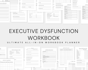 Executive Dysfunction Workbook, ADHD Anxiety & Depression, Task Initiation, Dopamine Menu, Sensory Overload, Time Blindness, Brain Dump