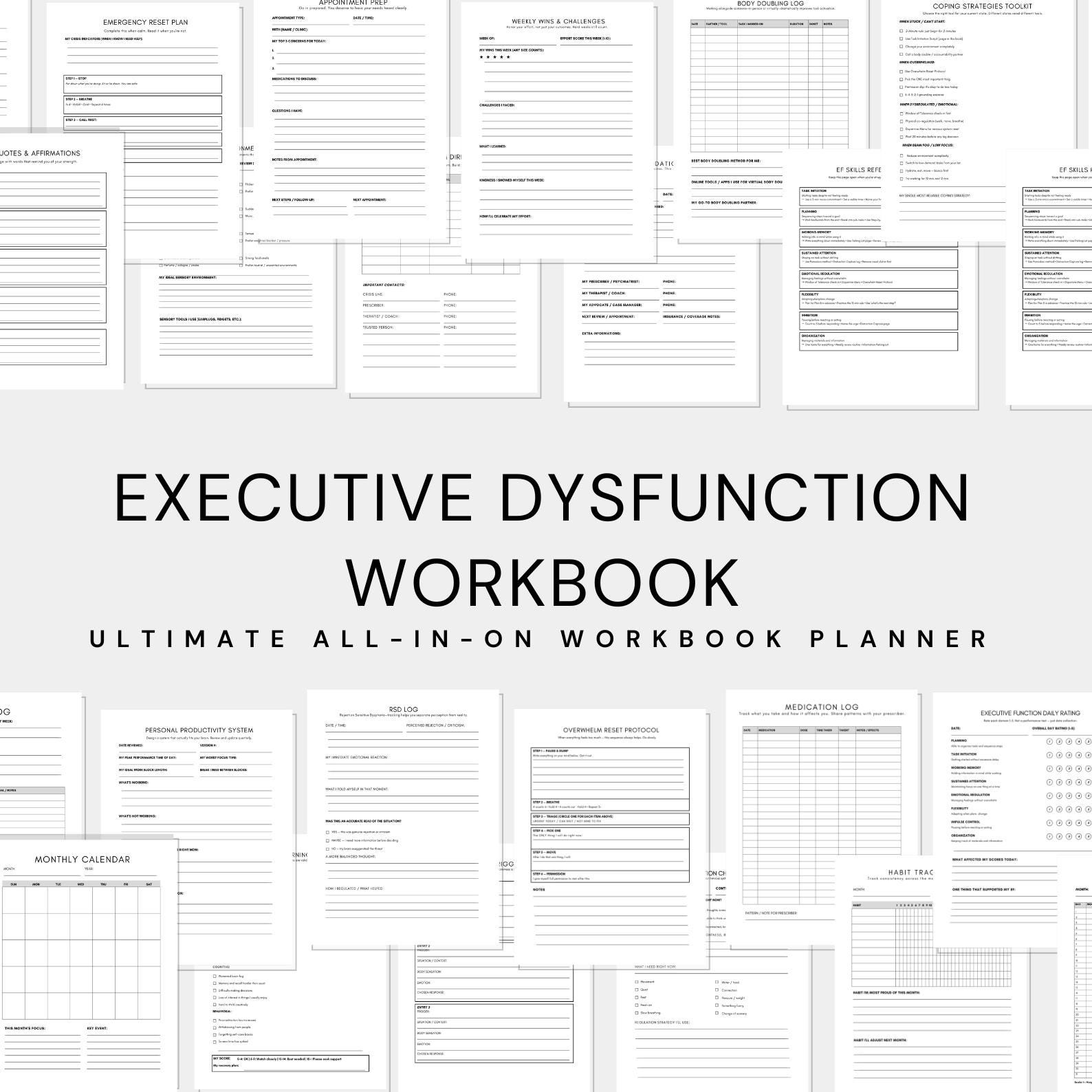 Executive Dysfunction Workbook, ADHD Anxiety & Depression, Task ...