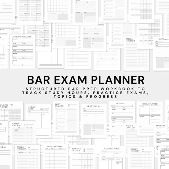 Bar Exam Planner & Study Tracker | Law Student Bar Prep, Legal Study Organizer, Exam Schedule | Law School, Lawyer Planner, Legal Notes