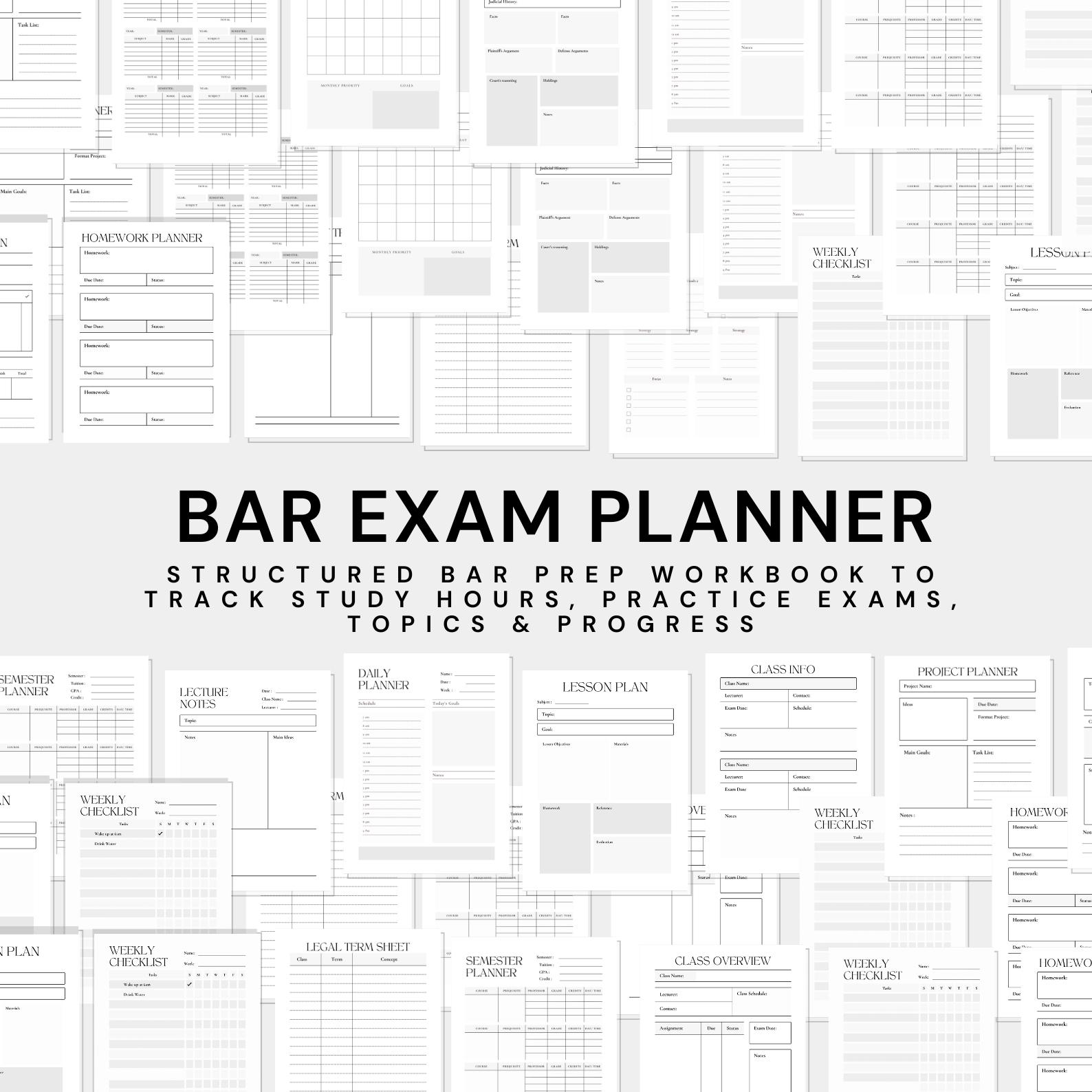 Bar Exam Planner & Study Tracker | Law Student Bar Prep, Legal Study ...