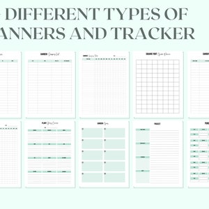 May include: A set of printable garden planner pages with titles such as "Garden Expenses", "Planting List", "Square Foot Garden Plan", "Project", and "Purchase Log".
