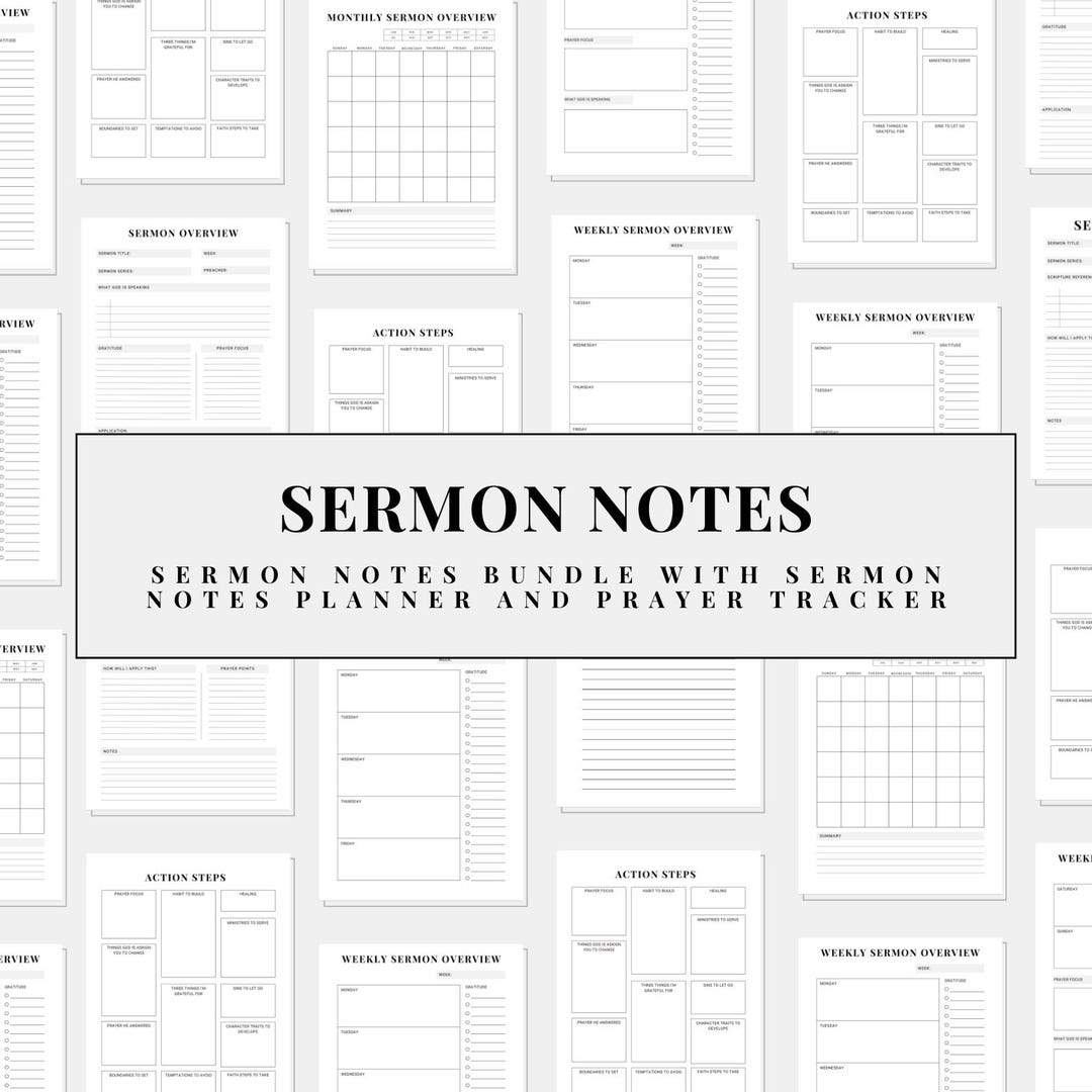Sunday Service Notebook Digital Sermon Notes, Sermon Notebook, Bible Study Guide, Faith-based ...