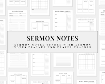Appunti digitali per sermoni, quaderno per sermoni, guida allo studio della Bibbia, fogli di lavoro per la chiesa basata sulla fede, pagina del pianificatore cristiano
