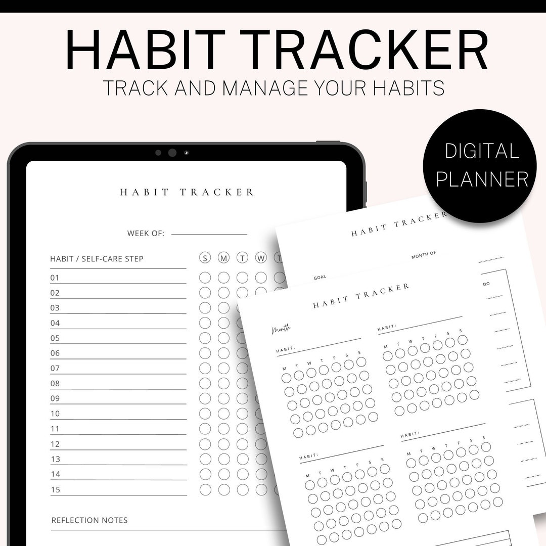 Habit Tracker Printable Habit Tracker Journal Habit Tracker Etsy
