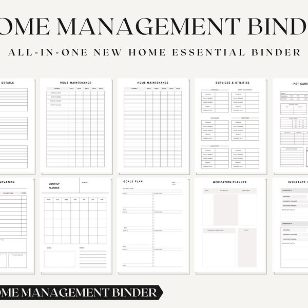 Household Binder, Home Management Binder, The Household Planner Printables, Printable Household Planner, Home Maintenance Binder, PDF