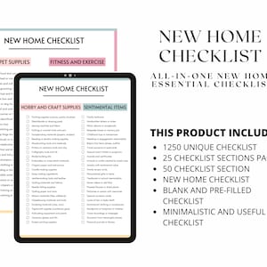 New Home Essentials Checklist, New Home Checklist, Home Checklist, Home Binder, Moving Checklist, Apartment Checklist, First Home Checklist