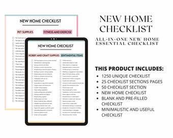 New Home Essentials Checklist, New Home Checklist, Home Checklist, Home Binder, Moving Checklist, Apartment Checklist, First Home Checklist