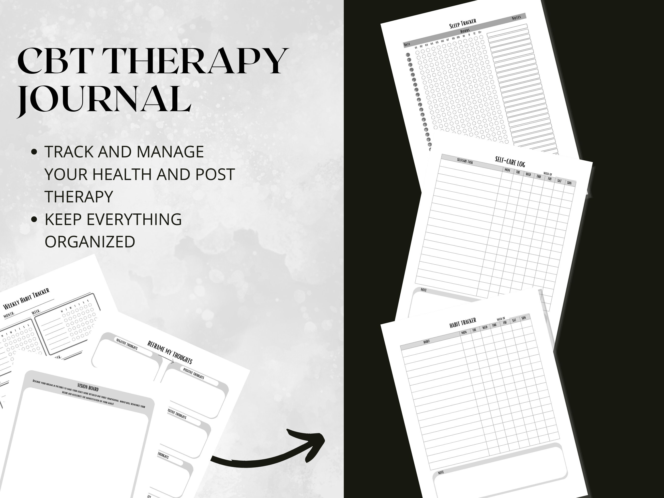 CBT Anxiety Journal Printable, CBT Activity Book, Therapy Worksheets ...