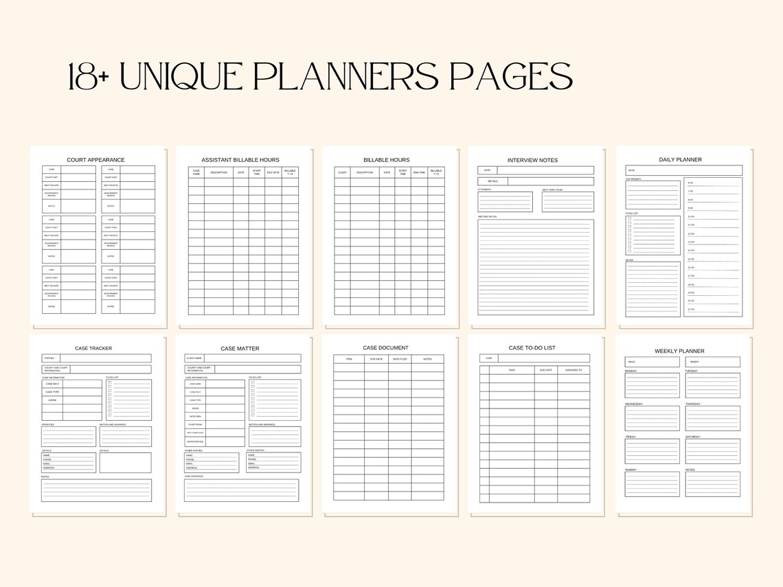 Lawyer Planner | Attorney Planner | Printable Lawyer Notes | Legal ...