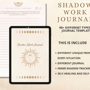 Shadow Work Journal Pages, Shadow work Journal Prompts, Printable guided Journal, Inner Child, Anxiety, Grimoire, Recovery Journal, Therapy