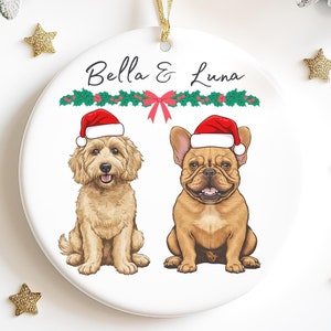 Custom Puppy Christmas Bauble with Name & Pet | Personalised Kitten Xmas Gift | Dog 1st Christmas | Two Pet Bauble | Cat Tree Decoration