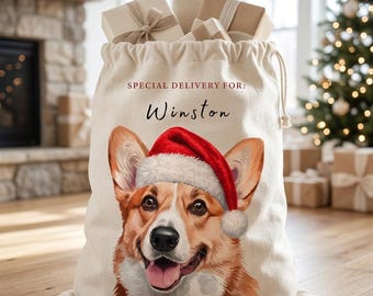 Custom Dog Christmas Stocking Bag for Dog Mum, Personalised Pet Santa Sack
