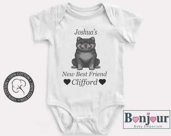 Custom Named Dog Onesie, Personalized Pet Name, Breed Specific T-Shirt, Baby Shower Gift, New Born Gift, "New Best Friend"
