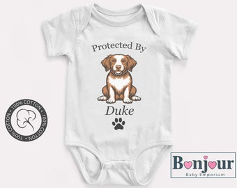 Custom Dog Onesie, Personalized Pet Name, Breed Specific T-Shirt, Baby Shower Gift, New Born Gift, "Prostected By"