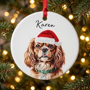 Adorno navideño personalizado de Cavalier King Charles Spaniel / Decoración canina personalizada a partir de tu foto