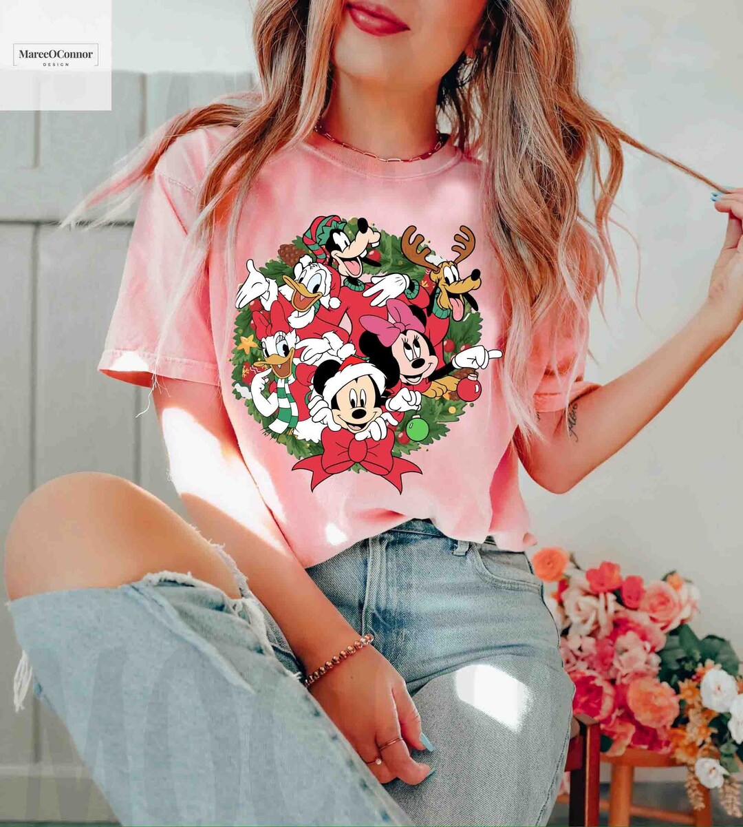 Walt Disney Very Merry Christmas Wreath 2023 Sweatshirt Etsy