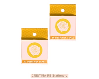 50X Cristina Re Gold Rose Wedding Envelope Seal Circle Envelope Sticker Roll Gold Envelope Seal Wedding Invitation Sticker Planner Sticker