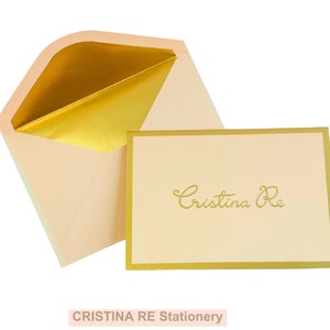 A6 Blush Gold Foil Blank Card with Envelope Cristina Re Signature Plain Card Gold Foil Envelope Designer Card Thank you Card Birthday Card