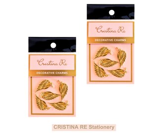 Gold Angel Wing Charms: Cristina Re Stationery, 5 Pack