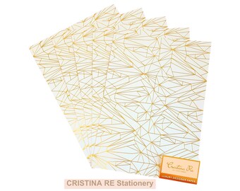 A4 Gold Geometric Gift Wrap Paper: 120GSM Designer Paper
