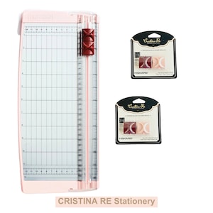 Cristina Re Designer Paper Trimmer Fiskars Pink Paper Guillotine Scorer Refill & Blade Small Paper Cutter Card Cutting Tool Portable Trimmer