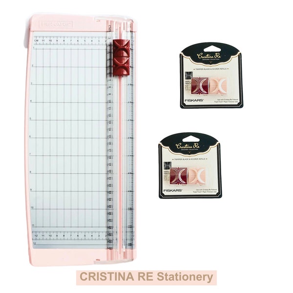 Cristina Re Designer Paper Trimmer Fiskars Pink Paper Guillotine Scorer Refill & Blade Small Paper Cutter Card Cutting Tool Portable Trimmer