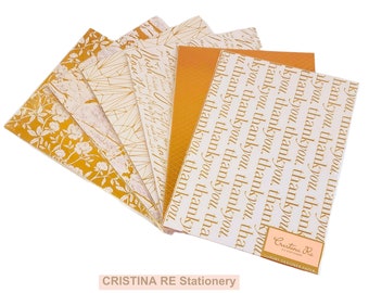 Gold A4 Designer Paper Cristina Re Premium Wedding Invitation Paper Card Making Scrapbooking Luxury Craft Paper 250GSM Thank you Gold Floral