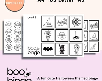 Halloween Printable Bingo Game, Toddler Halloween Activity, Printable Halloween Bingo Preschool Halloween Busy Book, Boo Bingo Game