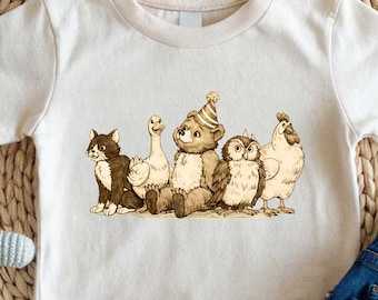 Camiseta infantil de osito, camiseta Comfort Colors® Animal Friends, camiseta juvenil con estampado de osito, camiseta infantil de osito de dibujos animados de los 90