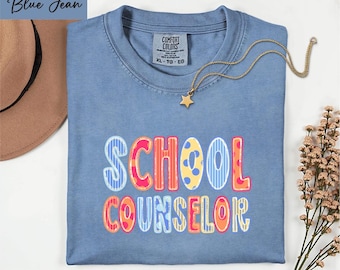Comfort Colors® School Counselor T-Shirt, Hand Drawn Shirt, Teacher Tee Back To School Staff Tee, Team Shirt, Appreciation Gift