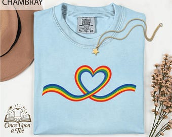Rainbow Heart Pocket T-Shirt, Subtle Pride Shirt, Unisex LGBT Gift, Rainbow Heart Graphic Shirt, Everyday Pride Apparel, Rainbow Heart Top