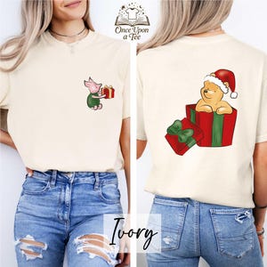 Winnie and Piglet Christmas Two-Sided T-Shirt, Disney Merry Christmas Sweatshirt, Winnie the Pooh Santa Tee, Piglet Xmas Trip Friends Shirt