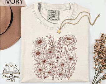 Floral Cottagecore T-Shirt, Botanical Sweatshirt, Flower Top, Nature Shirt, Wildflower Sweatshirt, Comfort Colors Wildflower T-Shirt
