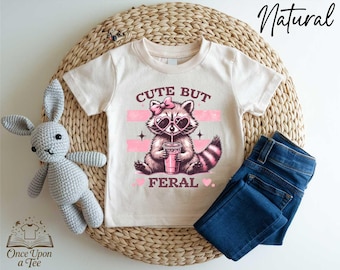 Cute But Feral Shirt , Meme Funny Raccoon Shirt, Raccoon T-Shirt, Animal Toddler Tee, Cute Animal Baby Bodysuit, Kids Funny Animal Shirt