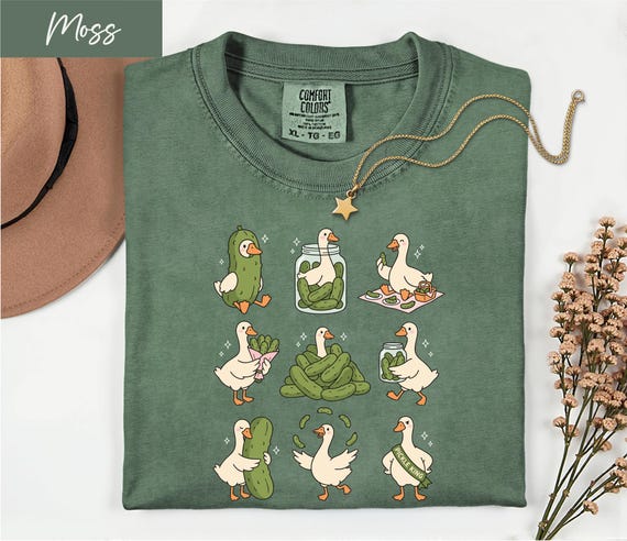 Comfort Colors Pickle Lover Silly Goose T-Shirt, Funny Pickle Jar Goose Meme Shirt, Vegetarian Foodie Tee, Pickle Goose Meme Shirt