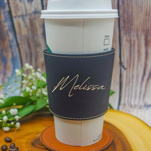 Laser engraved, Custom coffee Sleeve, Mug Sleeve, Personalized Coffee Cup Sleeve, Custom Cup Sleeve, Cup Sleeve, leatherette, custom gift