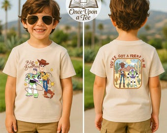 Maglietta coordinata Toy Story Brothers a due facce, maglietta coordinata Toy Story Siblings, maglietta Disney Brother, maglietta Disney Trip Big Brother