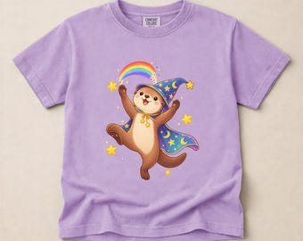 Comfort Colors Wizard Otter T-Shirt, Magical Animal Sweatshirt, Fantasy Shirt, Cute Otter Tee, Whimsical Top, Otter Lover Gift