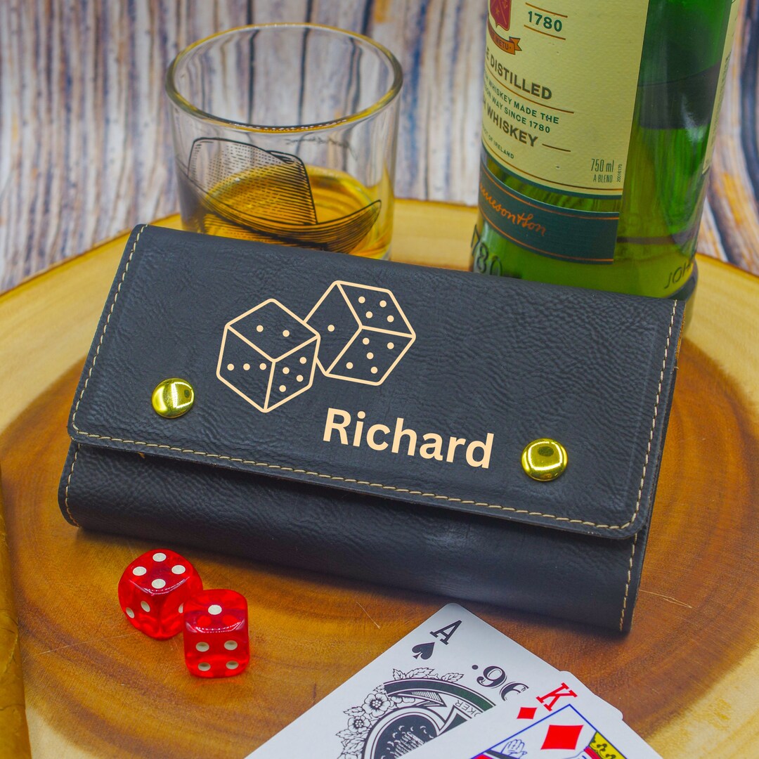 Personalized Deck of Cards Holder, Leather Card Case for Playing Cards