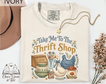 Komfortfarben Bring mich zum Thrift Shop T-Shirt, Vintage Thrifting Unisex T-Shirt, Retro Grafik-Top, lustiges Thrift Lover Sweatshirt