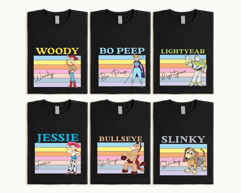 Camiseta de Toy Story de Disney, camiseta de Jessie de Toy Story, camiseta de Woody, camiseta de Rex, camiseta de Slinky, Buzz, camiseta de Bo Peep, camiseta de Toy Story, camiseta de Disney imagen 1