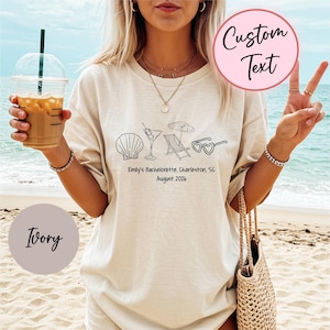 Custom Seashells and Wedding Bells Bachelorette T-Shirt, Beach Bach Cover Up Top, Coastal Bridal Party Tee, Bride Squad Matching Shirt