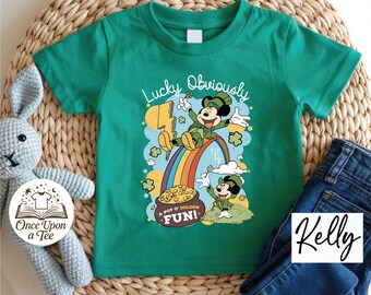 Disney Lucky Mickey Toddler Shirt, Mickey Minnie St.Patricks Top, Disneyland Irish Sweatshirt, Four Leaf Clover T-Shirt, Green Day Top
