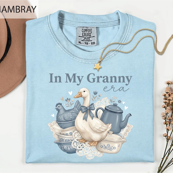 Comfort Colors® In meiner Oma-Ära-T-Shirt, Bauernhaus-Hemd, süßes Oma-Sweatshirt, Cottagecore-Ästhetik-T-Shirt, Oma-Ära-Gans-Oberteil