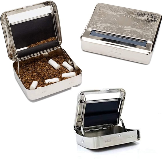 metal rolling machine cigarette 78mm CIGARETTE ROLLING MACHINE: Silver, Gold and Rainbow Metal Tobacco  Roller Tin Box Gift for Smokers